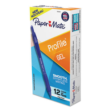 Paper Mate® Profile Gel Pen, Retractable, Fine 0.5 Mm, Blue Ink, Translucent Blue Barrel, Dozen freeshipping - TVN Wholesale